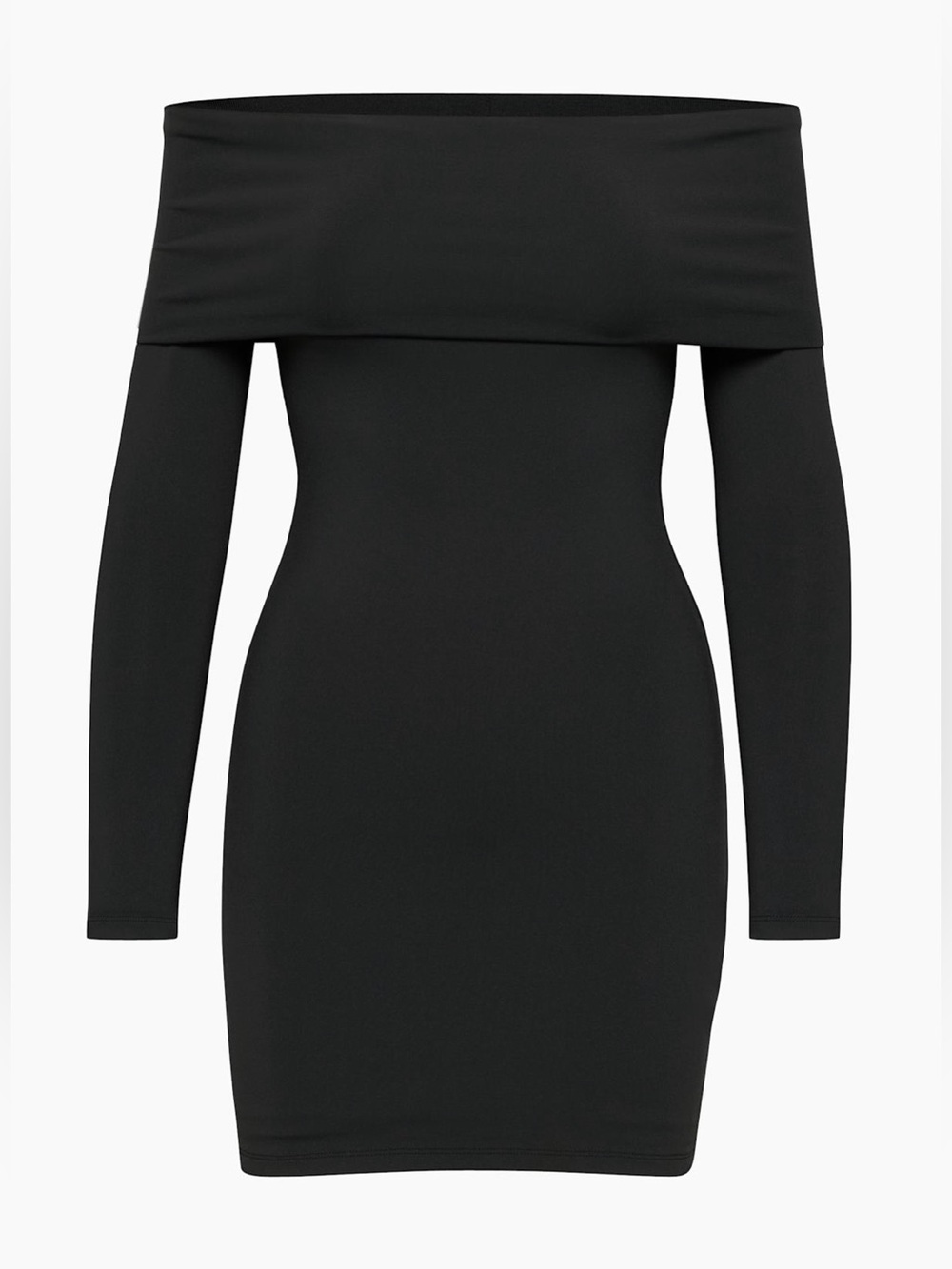 Aritzia Contour Black Off the Shoulder mini dress castoro bodycon longsleeve 2XS